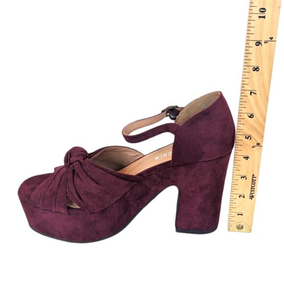 Chelsea Crew Get a Lift Burgundy Platform Heel Faux Suede Women’s size 40 - Picture 12 of 13